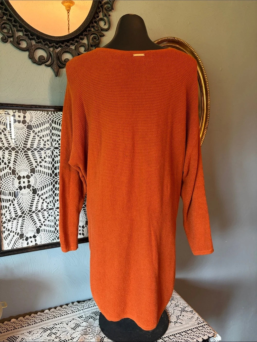 Michael Kors Rust Orange Scoop Neck Knit Sweater